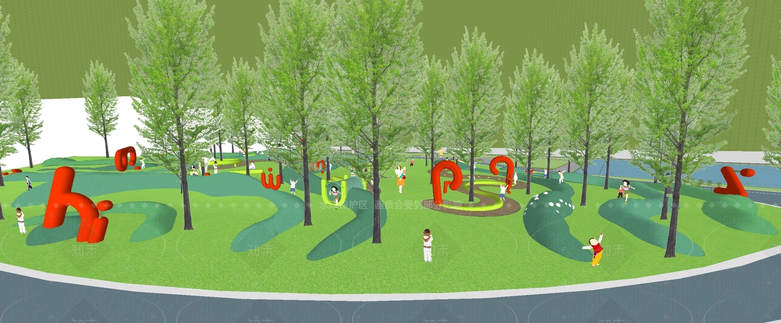 现代景观公园SU模型下载【ID:1205268878】