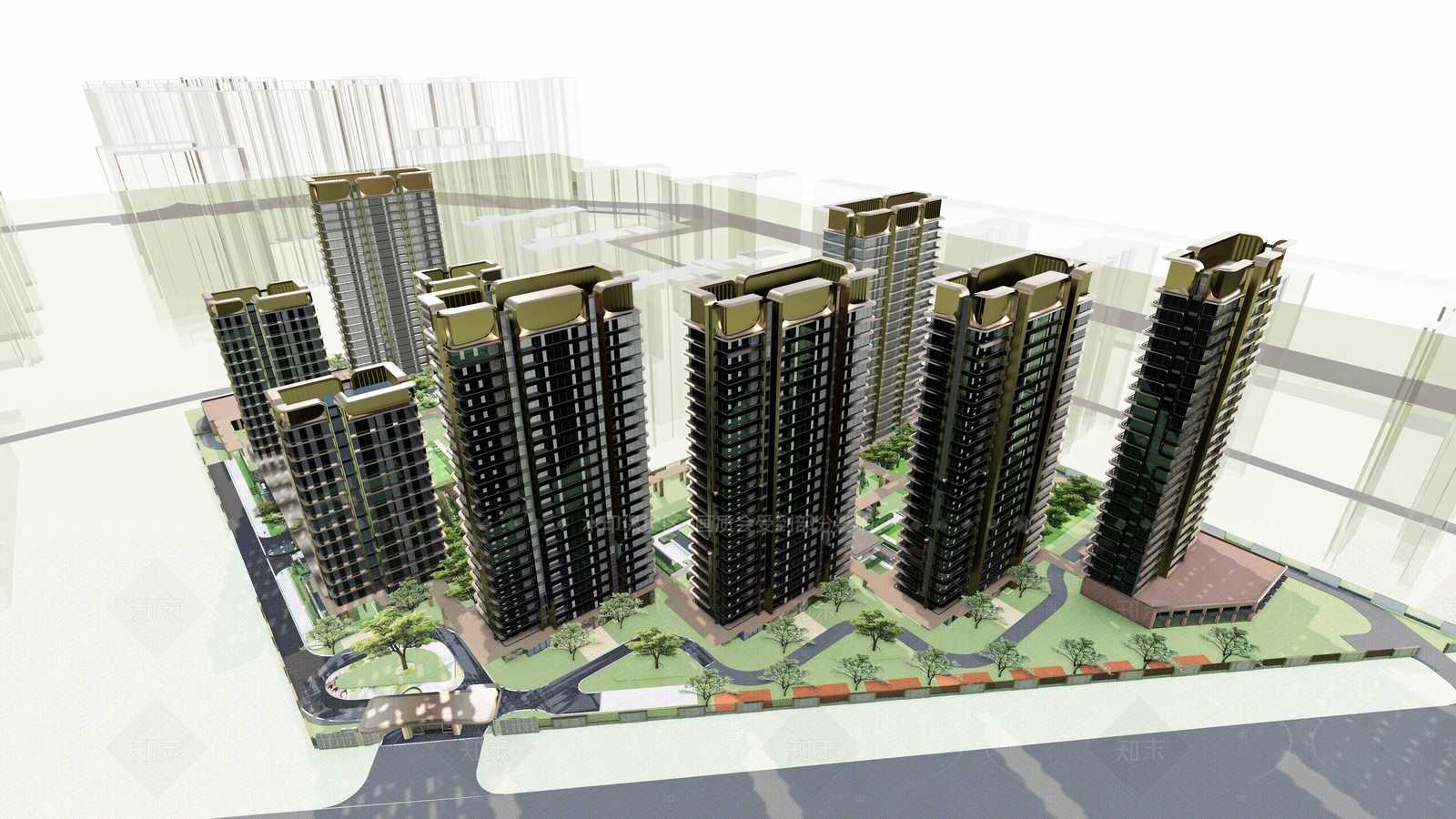 简约现代小区建筑SU模型下载【ID:1205275750】