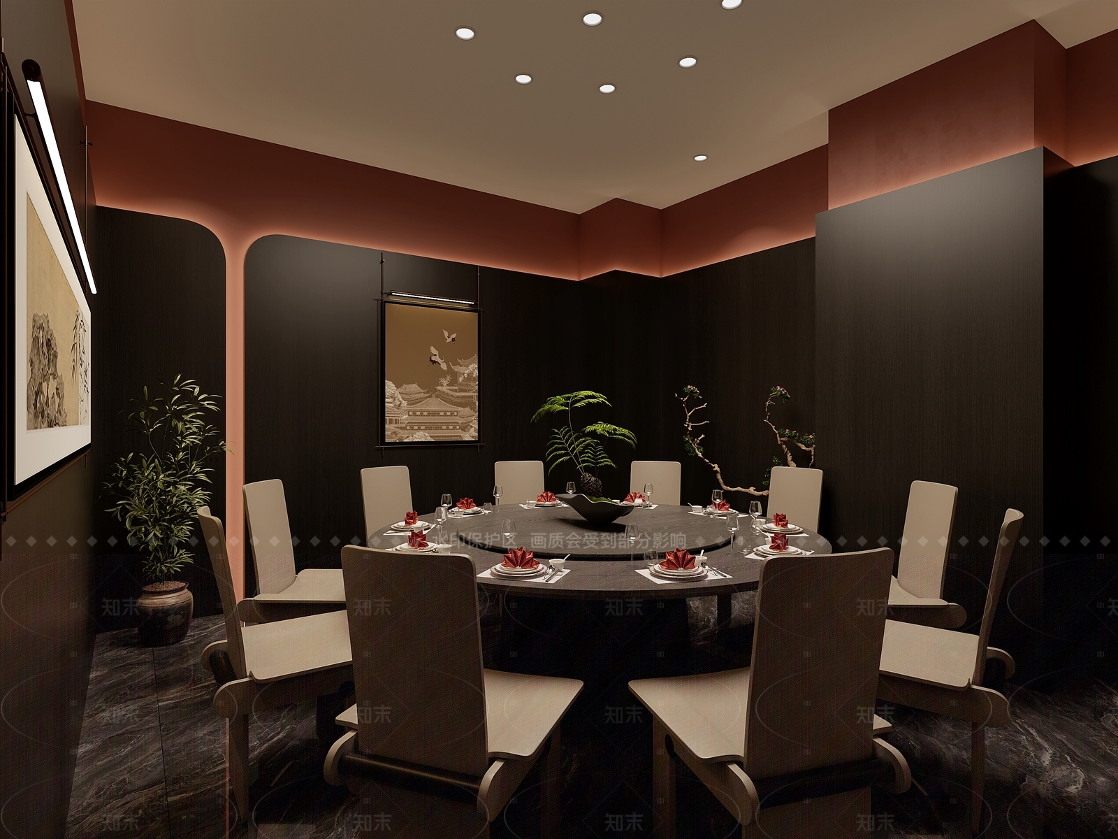 新中式现代包厢3D模型下载【ID:1205282691】