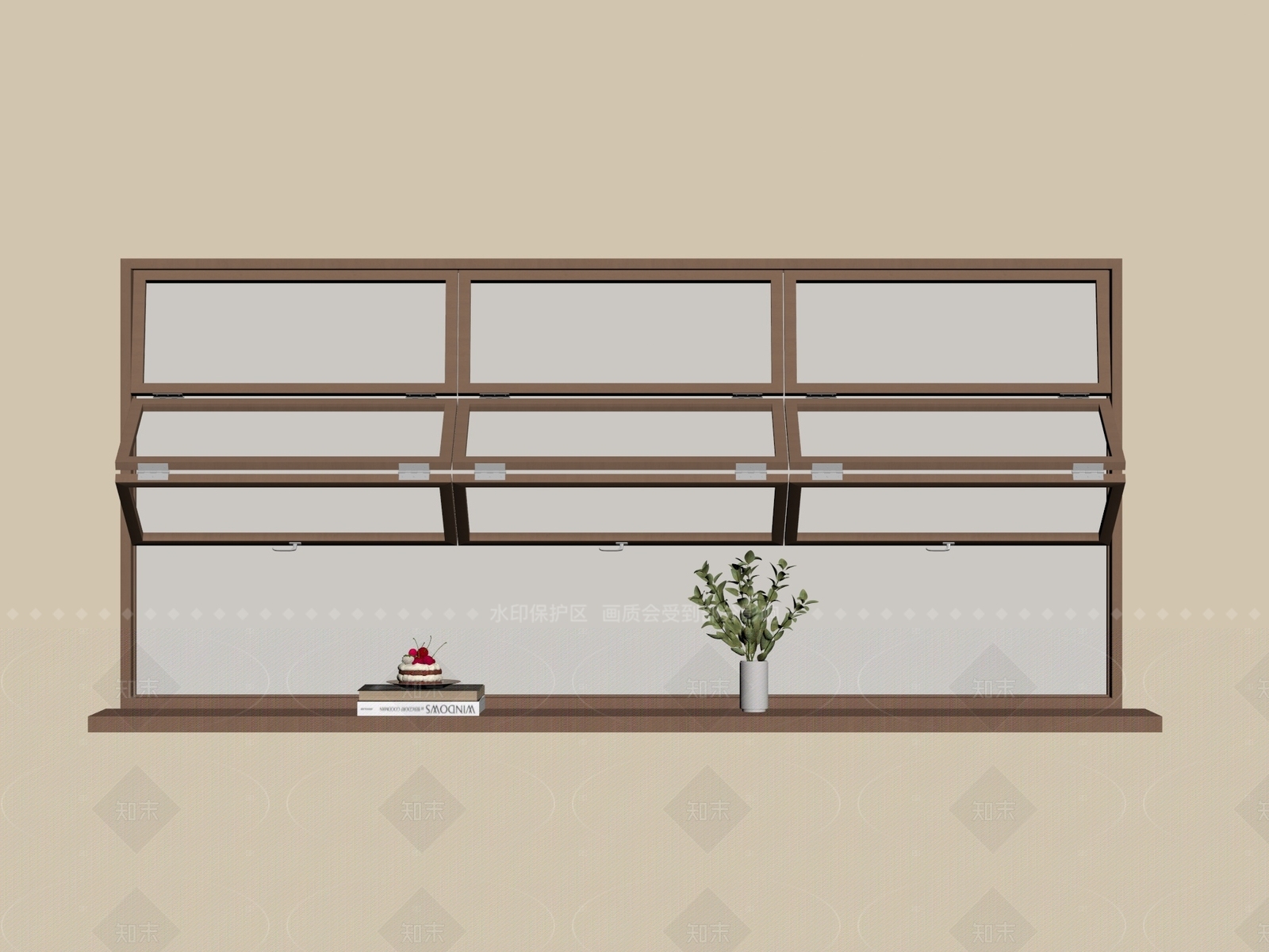 现代折叠窗SU模型下载【ID:1205282683】