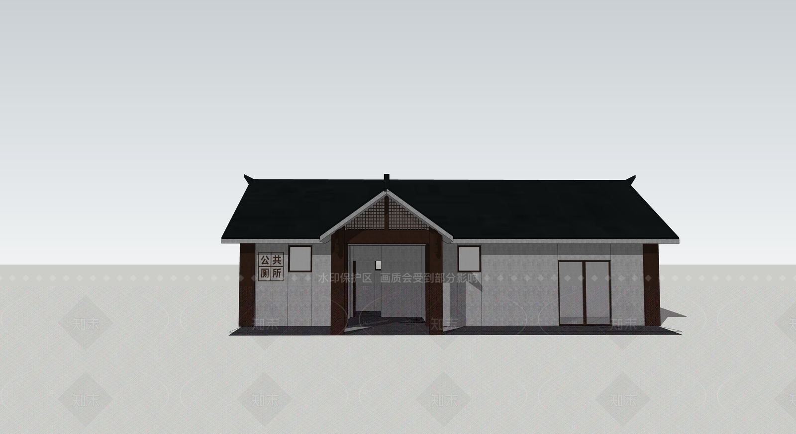 新中式小公建SU模型下载【ID:1205284460】