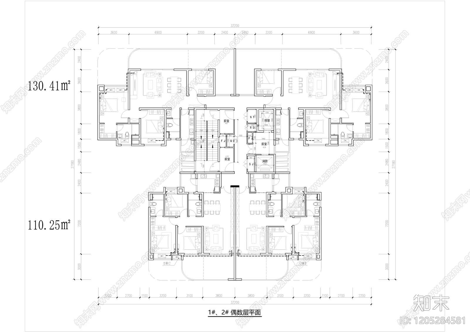 四居施工图下载【ID:1205284581】