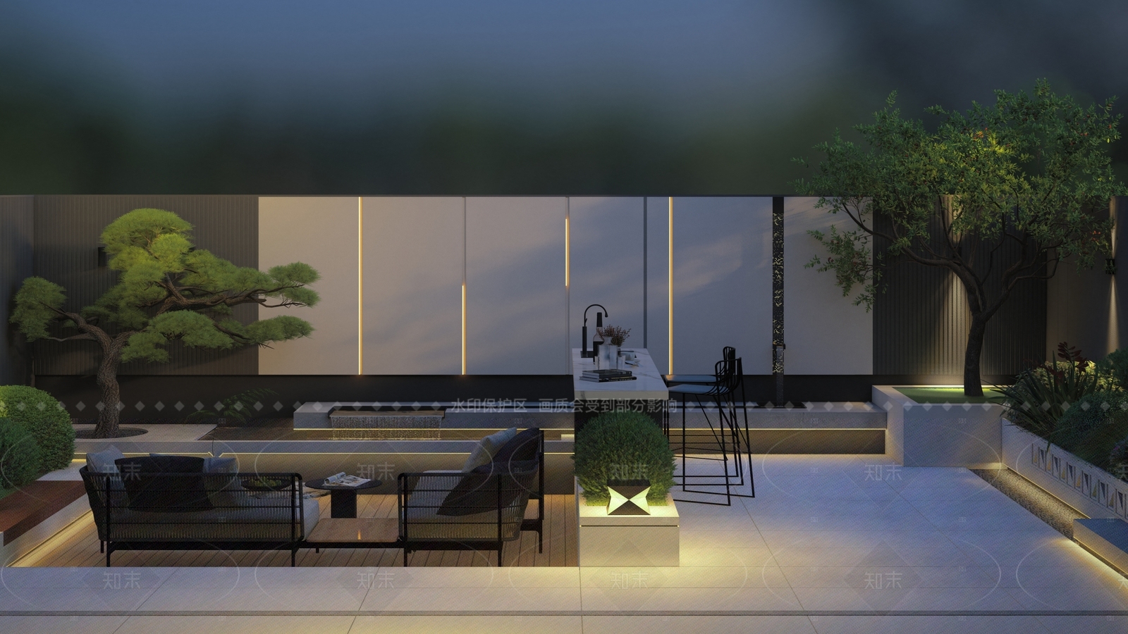 现代别墅庭院SU模型下载【ID:1205287846】