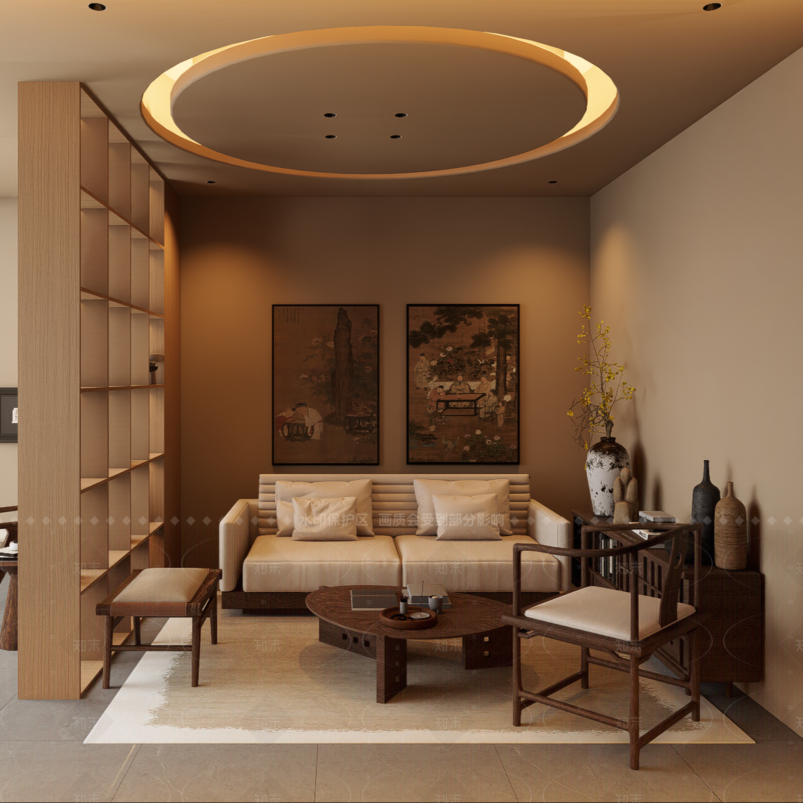 禅意侘寂小户型客厅SU模型下载【ID:1205289475】