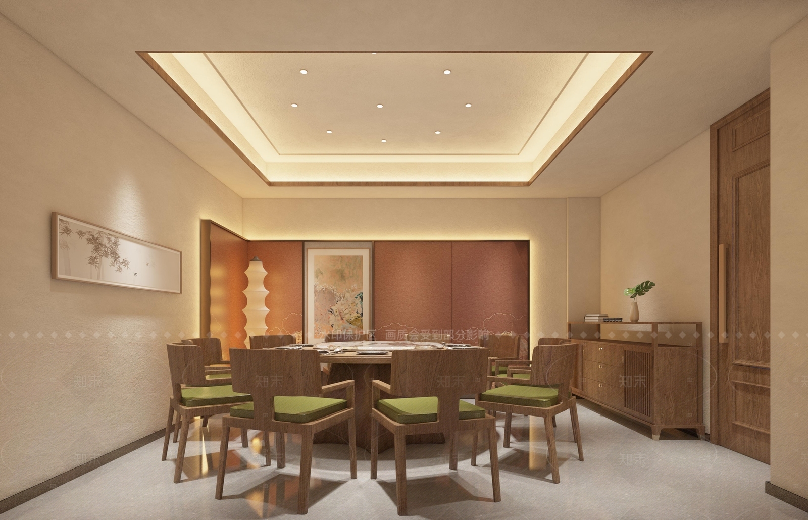禅意新中式中餐厅3D模型下载【ID:1205289843】
