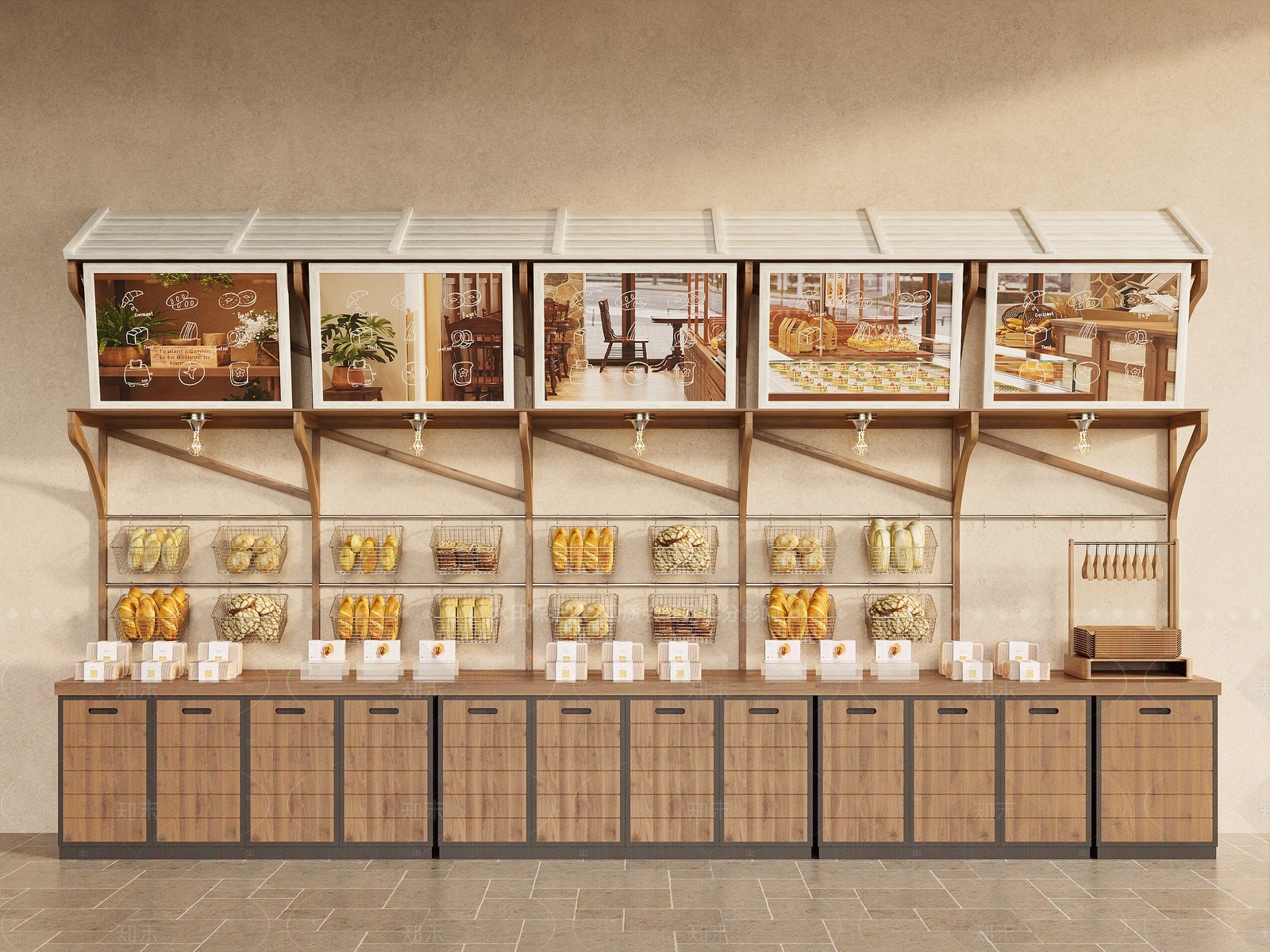 复古原木甜品面包店3D模型下载【ID:1205292531】