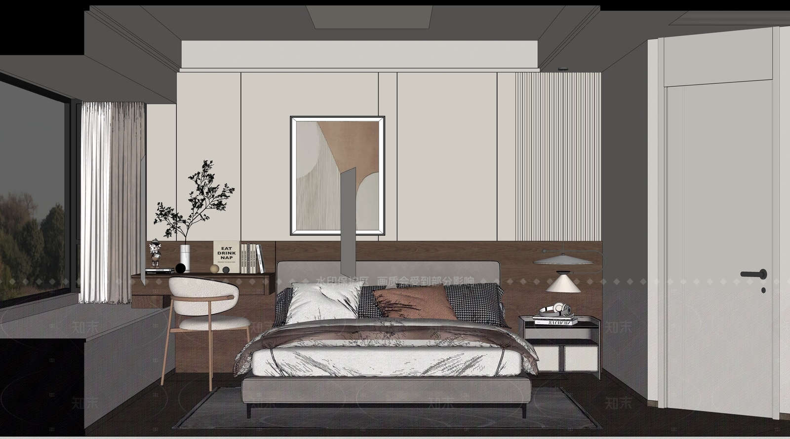 现代新中式衣柜SU模型下载【ID:1205293057】