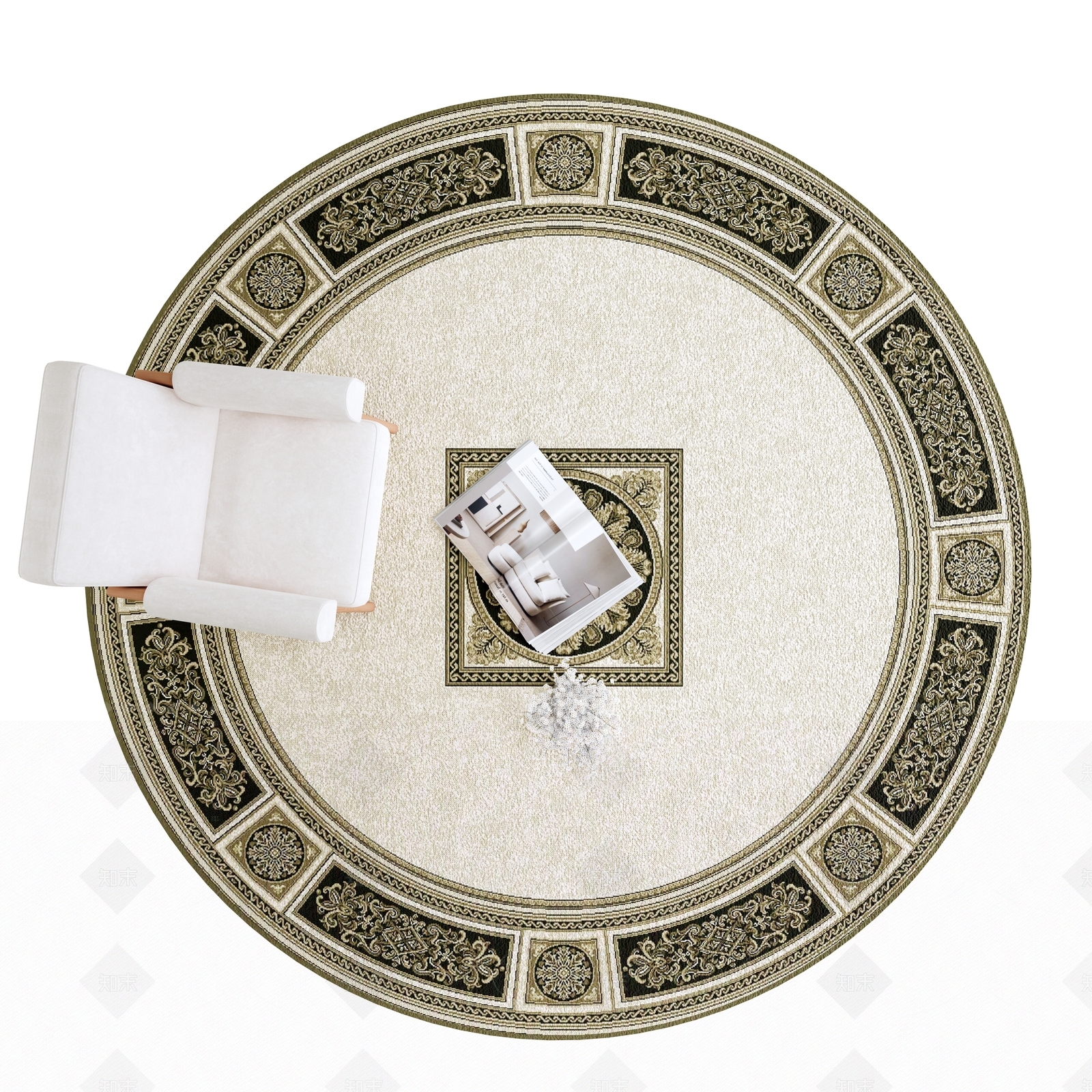 欧式意式圆形地毯SU模型下载【ID:1205294796】