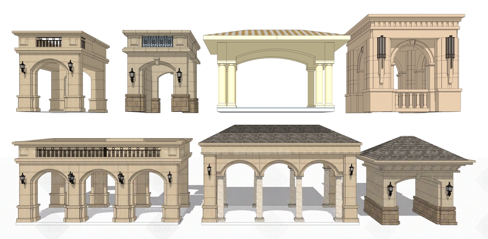 欧式亭子SU模型下载【ID:1205296875】