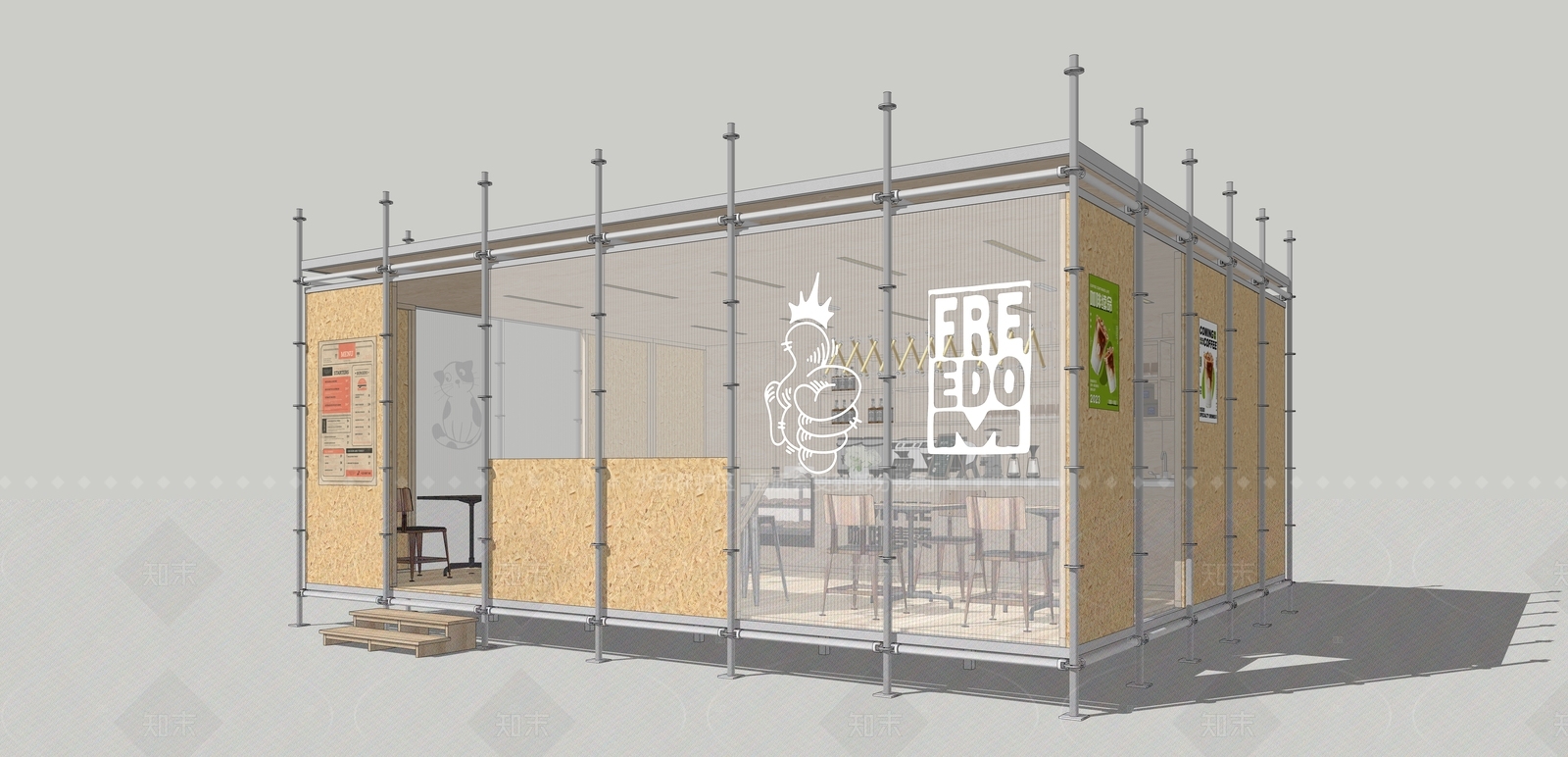 现代工业咖啡厅SU模型下载【ID:1205298114】