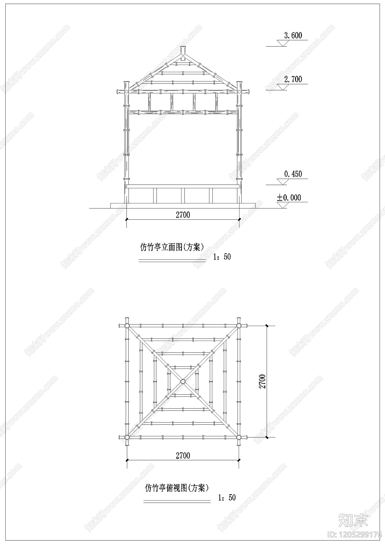 现代亭子cad施工图下载【ID:1205299176】