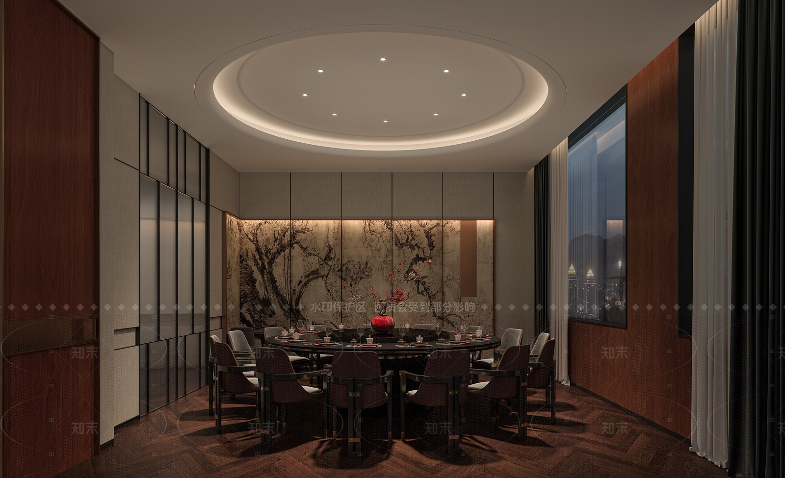 新中式中式中餐厅3D模型下载【ID:1205299561】