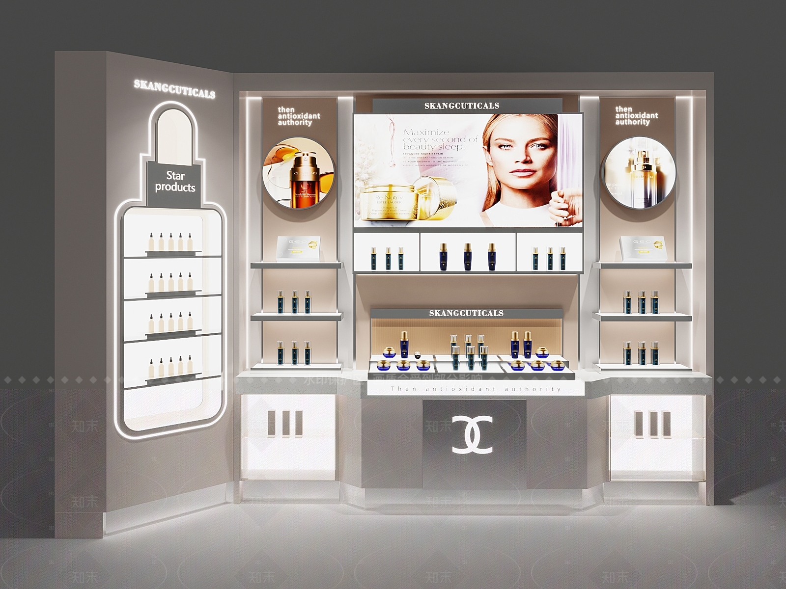 现代化妆品展台3D模型下载【ID:1205308319】