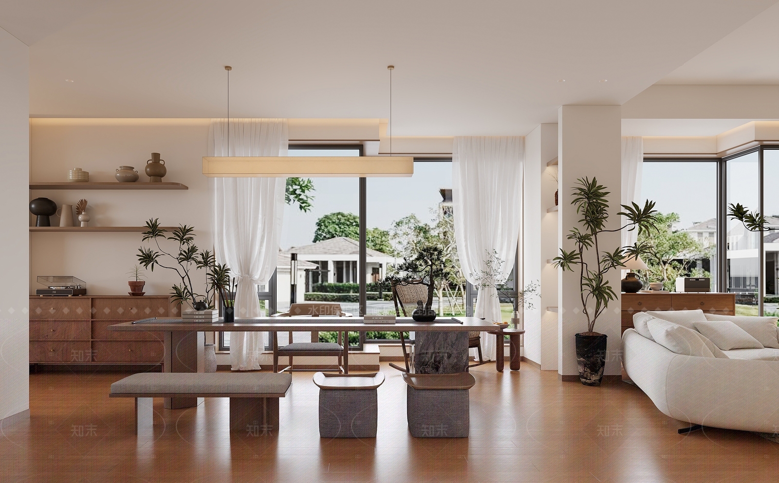 法式奶油家居客厅3D模型下载【ID:1205328290】