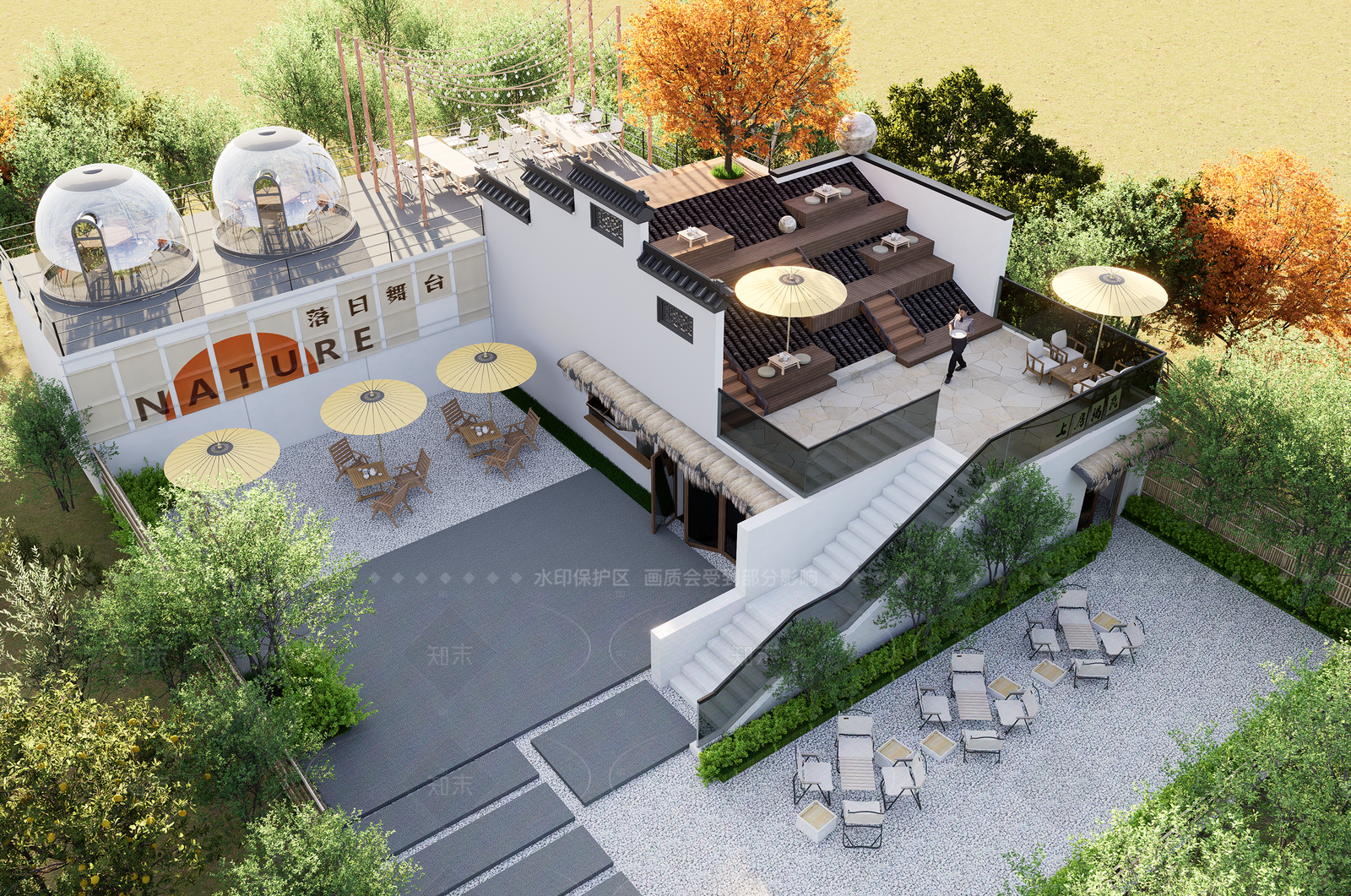 现代极简屋顶花园SU模型下载【ID:1205311268】