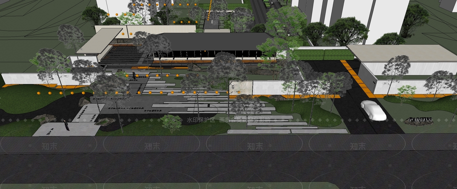 现代小区景观SU模型下载【ID:1205312904】