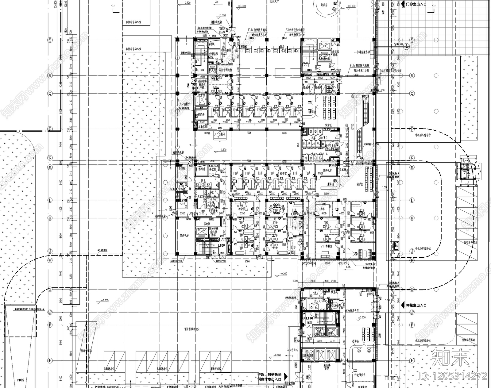 现代医院建筑cad施工图下载【ID:1205314272】