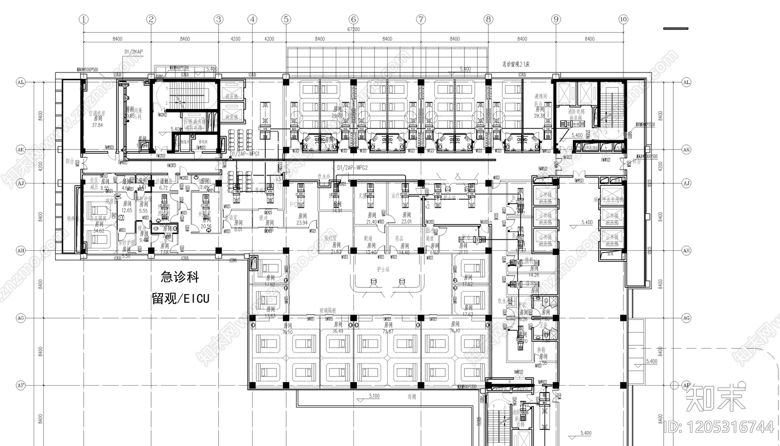 现代医院建筑cad施工图下载【ID:1205316744】