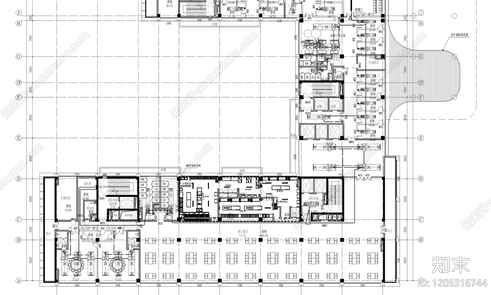 现代医院建筑cad施工图下载【ID:1205316744】