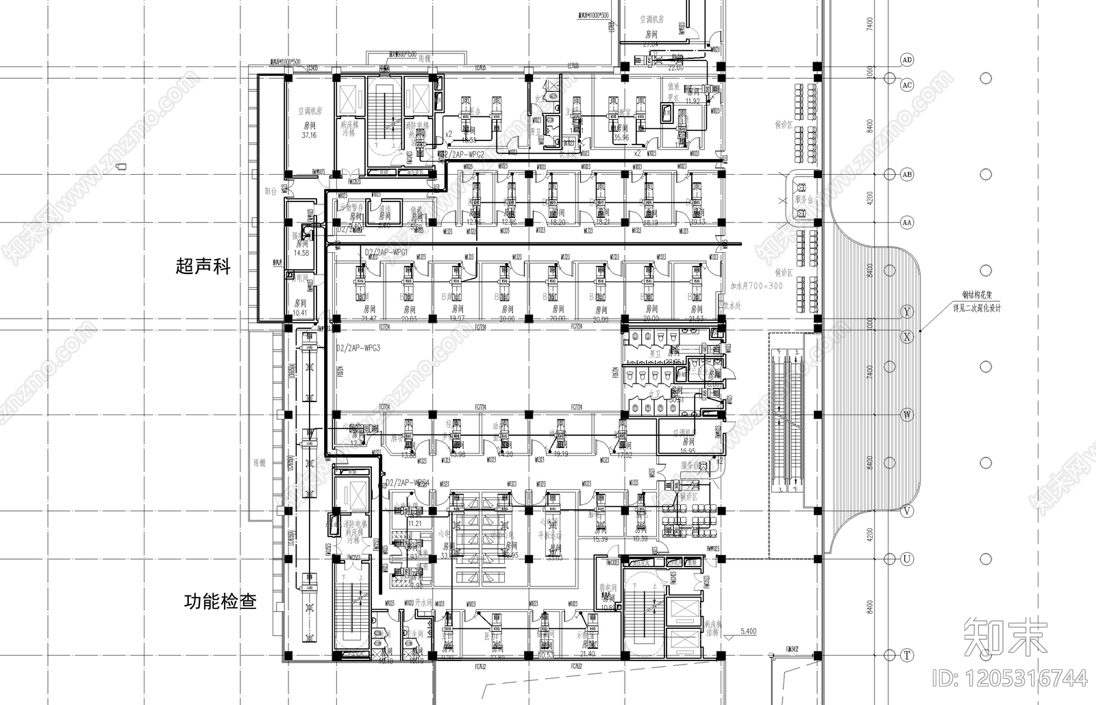 现代医院建筑cad施工图下载【ID:1205316744】