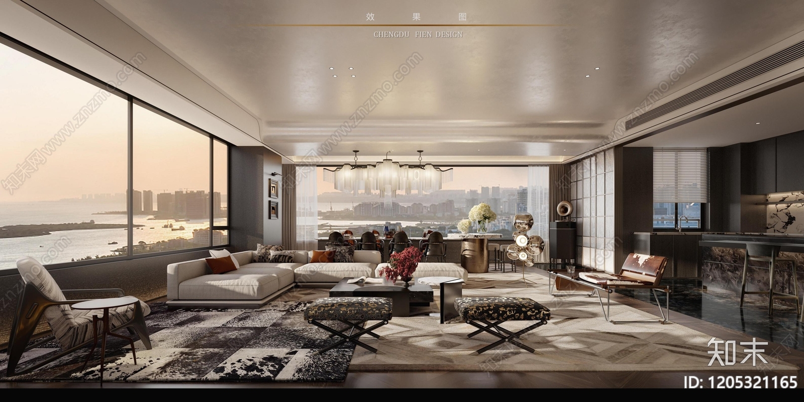 现代轻奢平层住宅软装下载【ID:1205321165】