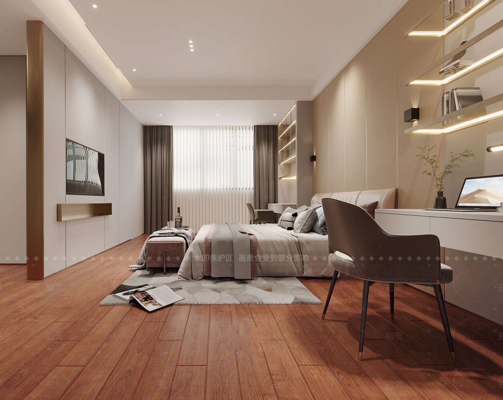 现代新中式家居卧室3D模型下载【ID:1205323207】