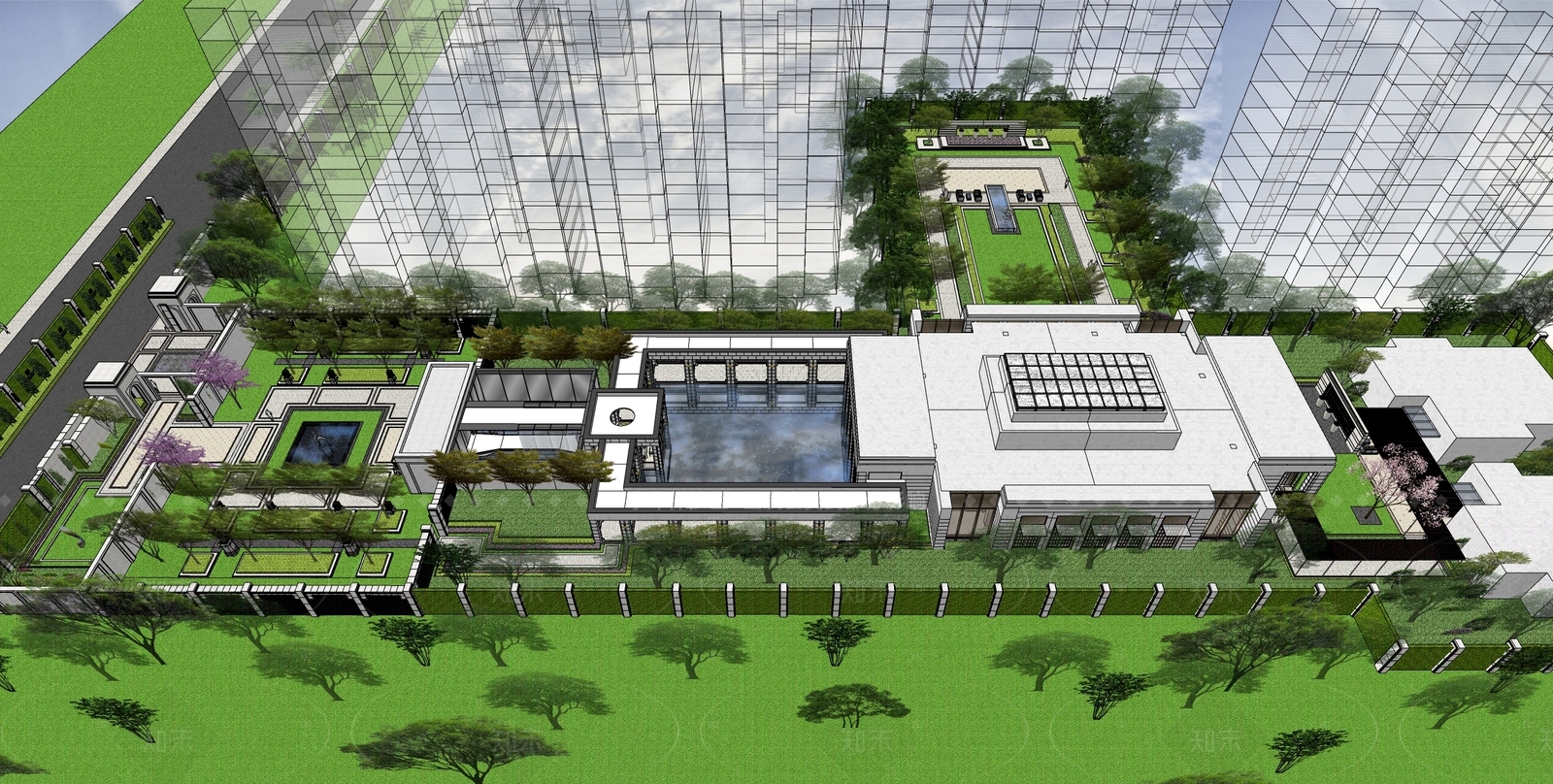 现代简欧售楼处建筑SU模型下载【ID:1205324683】