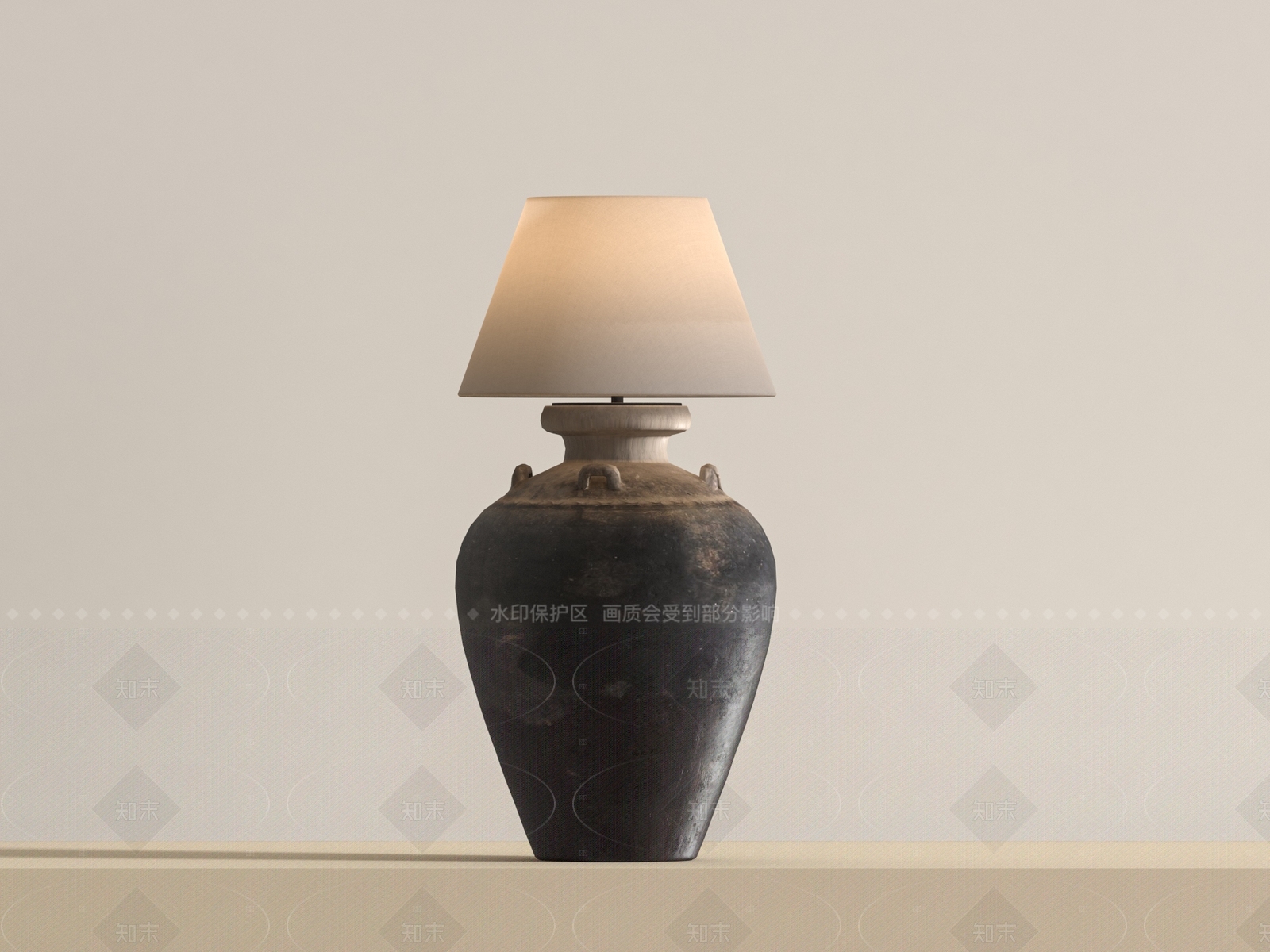侘寂中古台灯3D模型下载【ID:1205323710】
