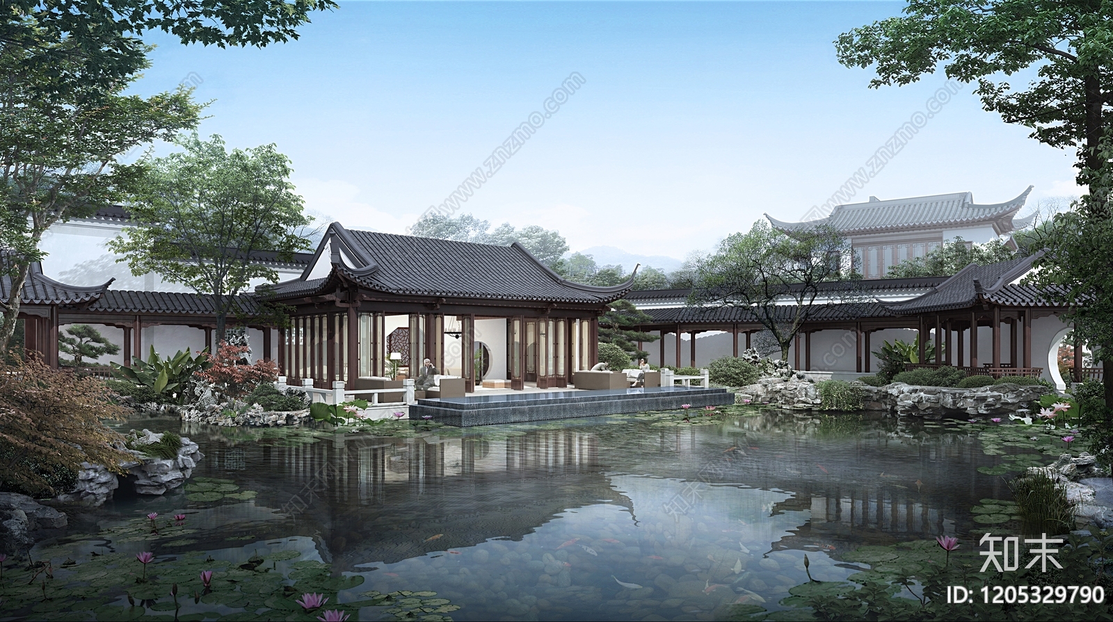 中式新中式别墅建筑施工图下载【ID:1205329790】