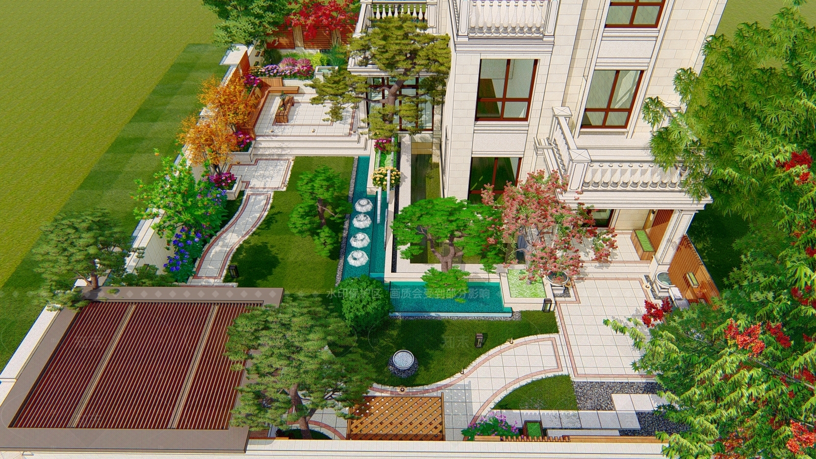 现代别墅庭院SU模型下载【ID:1205325653】