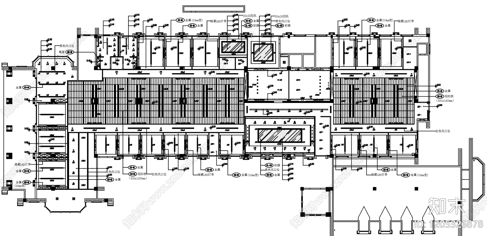 现代新中式开放办公室cad施工图下载【ID:1205326878】