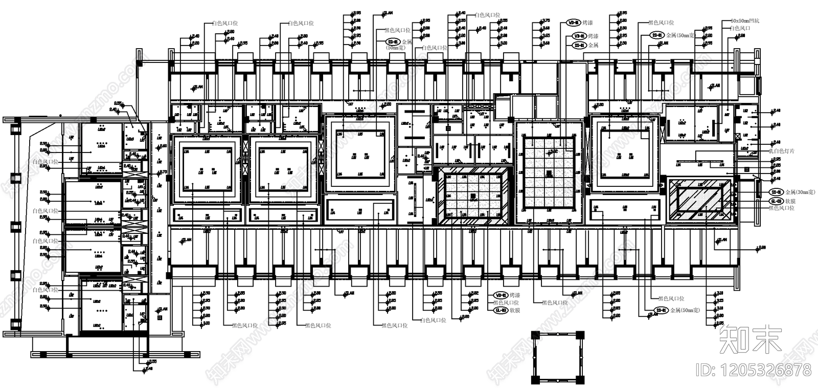 现代新中式开放办公室cad施工图下载【ID:1205326878】