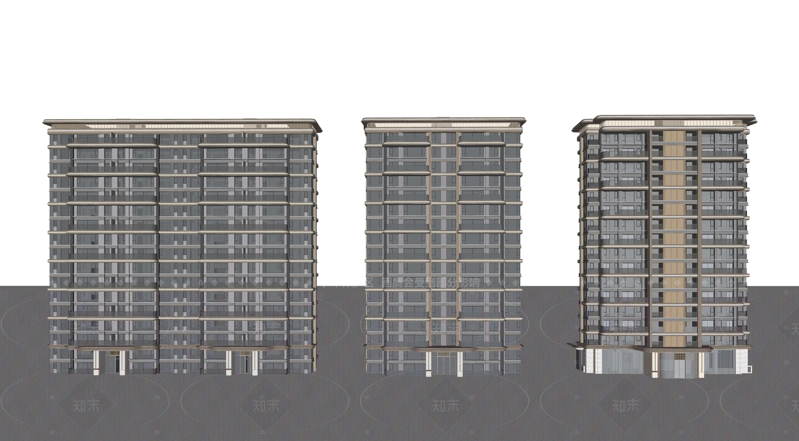 现代小区建筑SU模型下载【ID:1205328674】