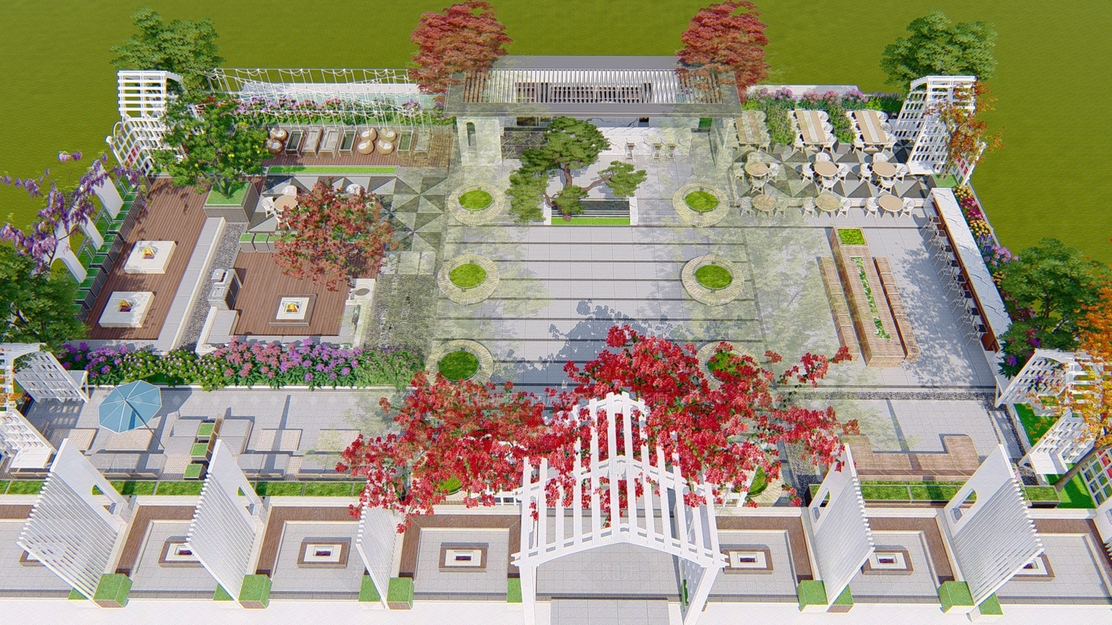 现代屋顶花园SU模型下载【ID:1205330776】