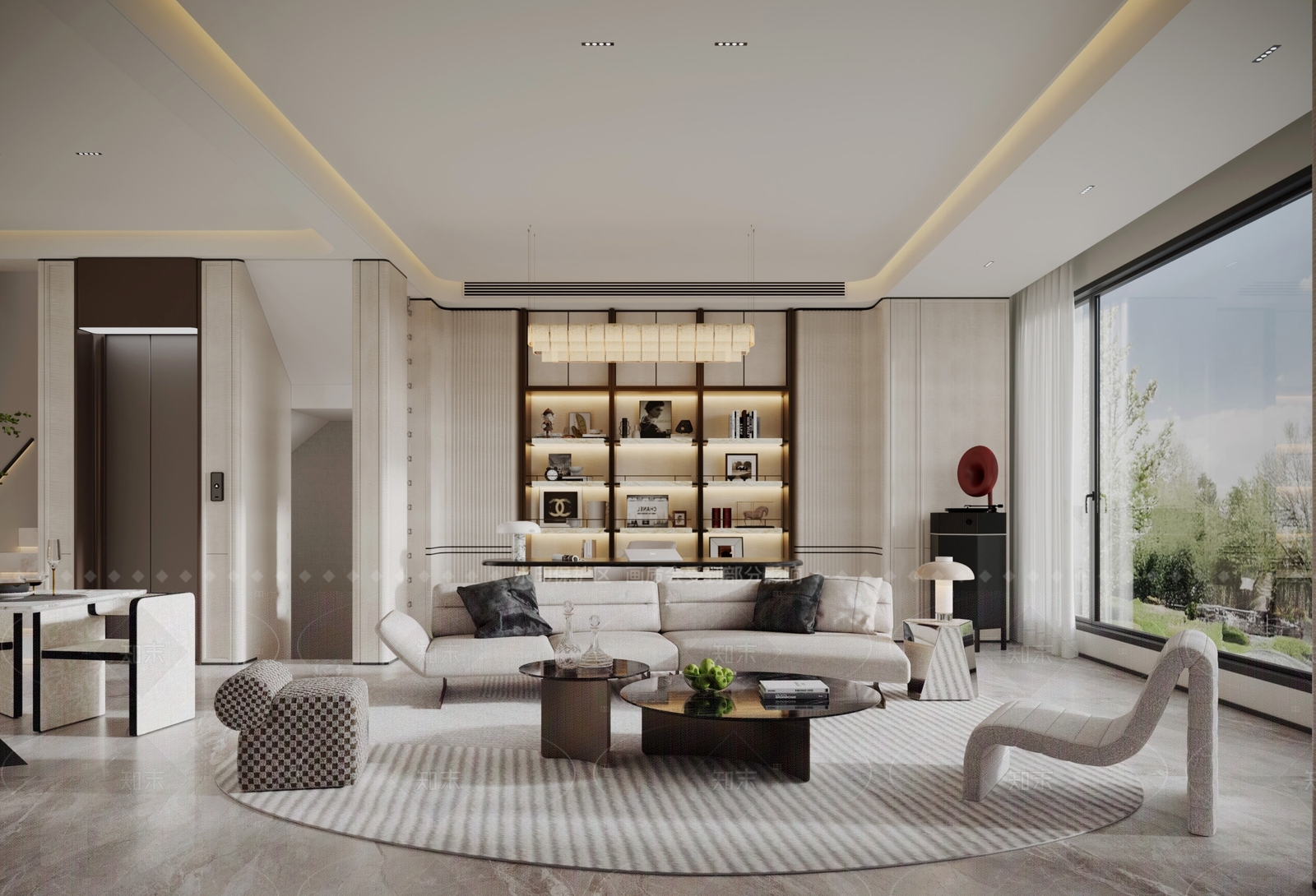 现代别墅客餐厅3D模型下载【ID:1205331317】