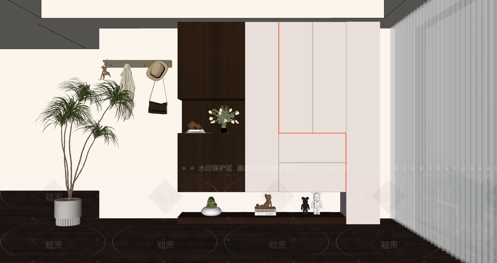 现代简约鞋柜SU模型下载【ID:1205332627】