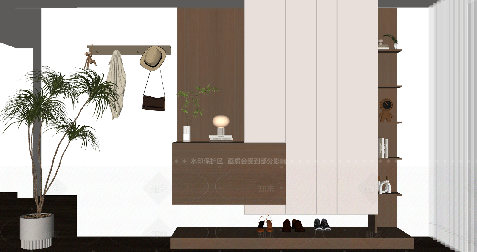现代简约鞋柜SU模型下载【ID:1205332724】