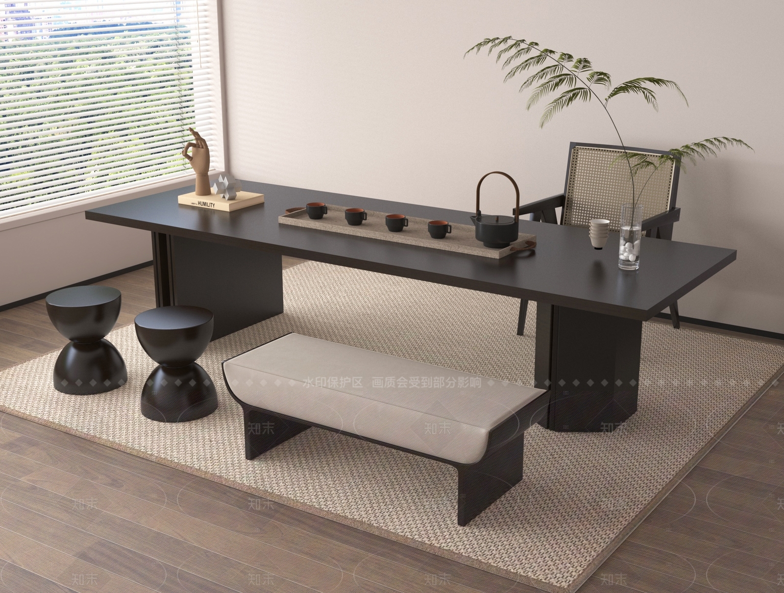 新中式茶桌椅3D模型下载【ID:1205333273】