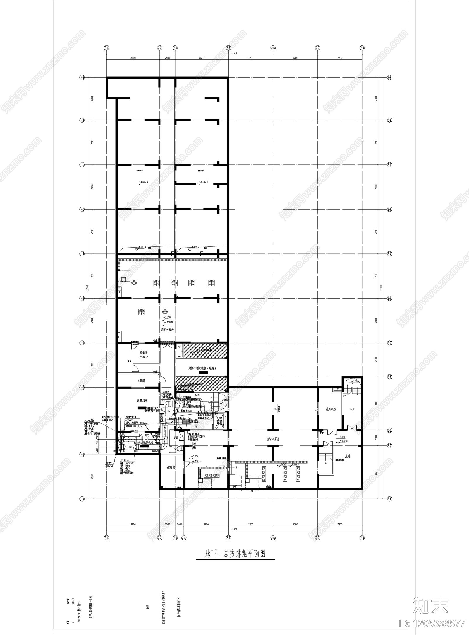 防排烟系统cad施工图下载【ID:1205333877】