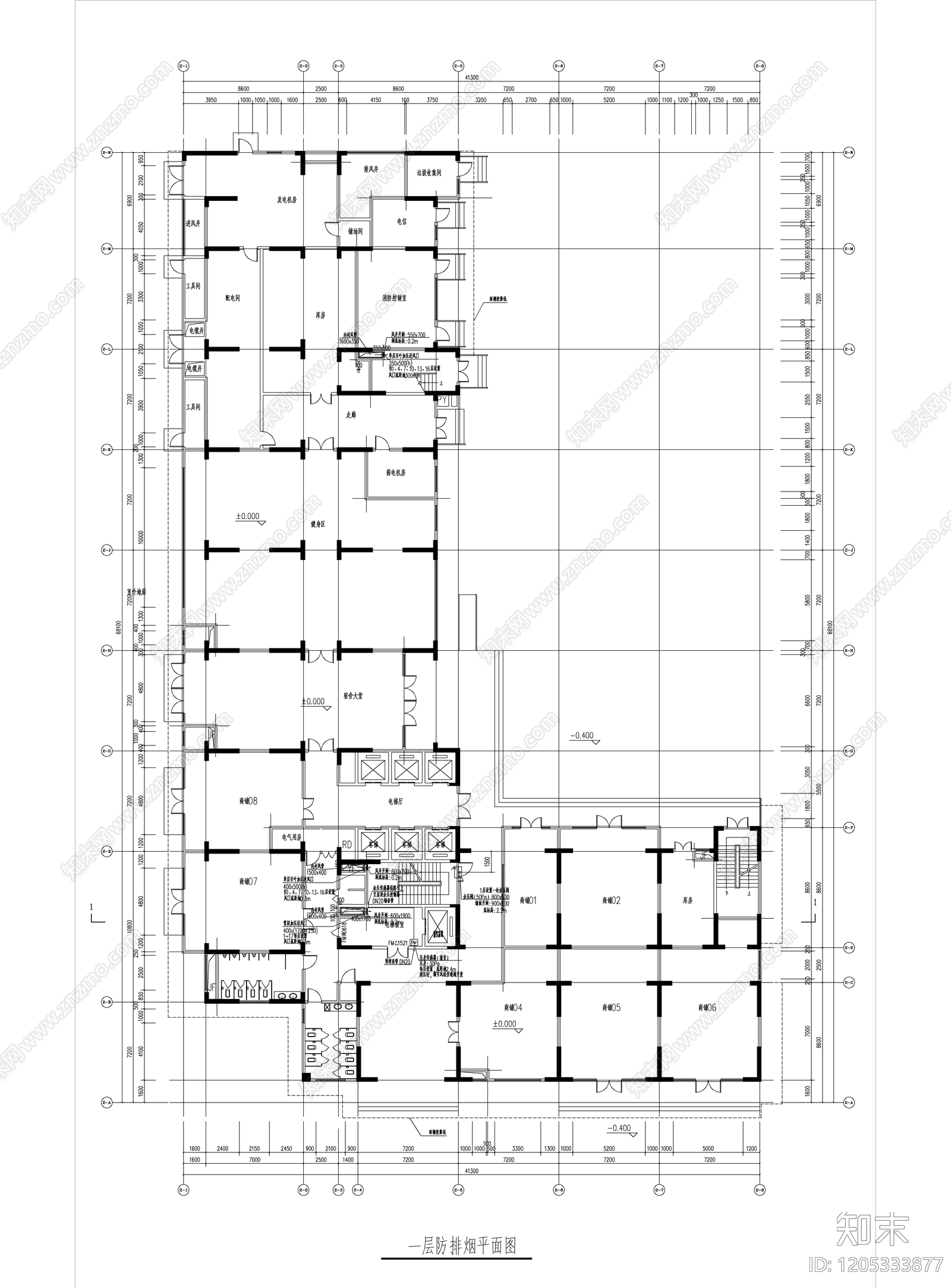 防排烟系统cad施工图下载【ID:1205333877】