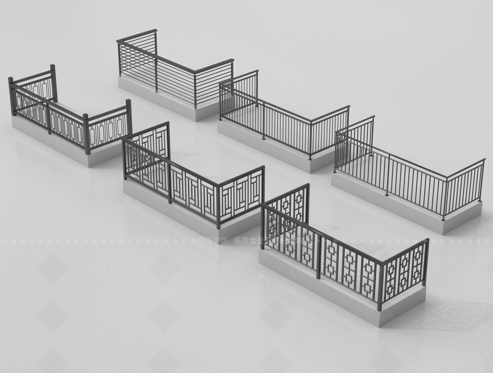 现代栏杆3D模型下载【ID:1205334323】
