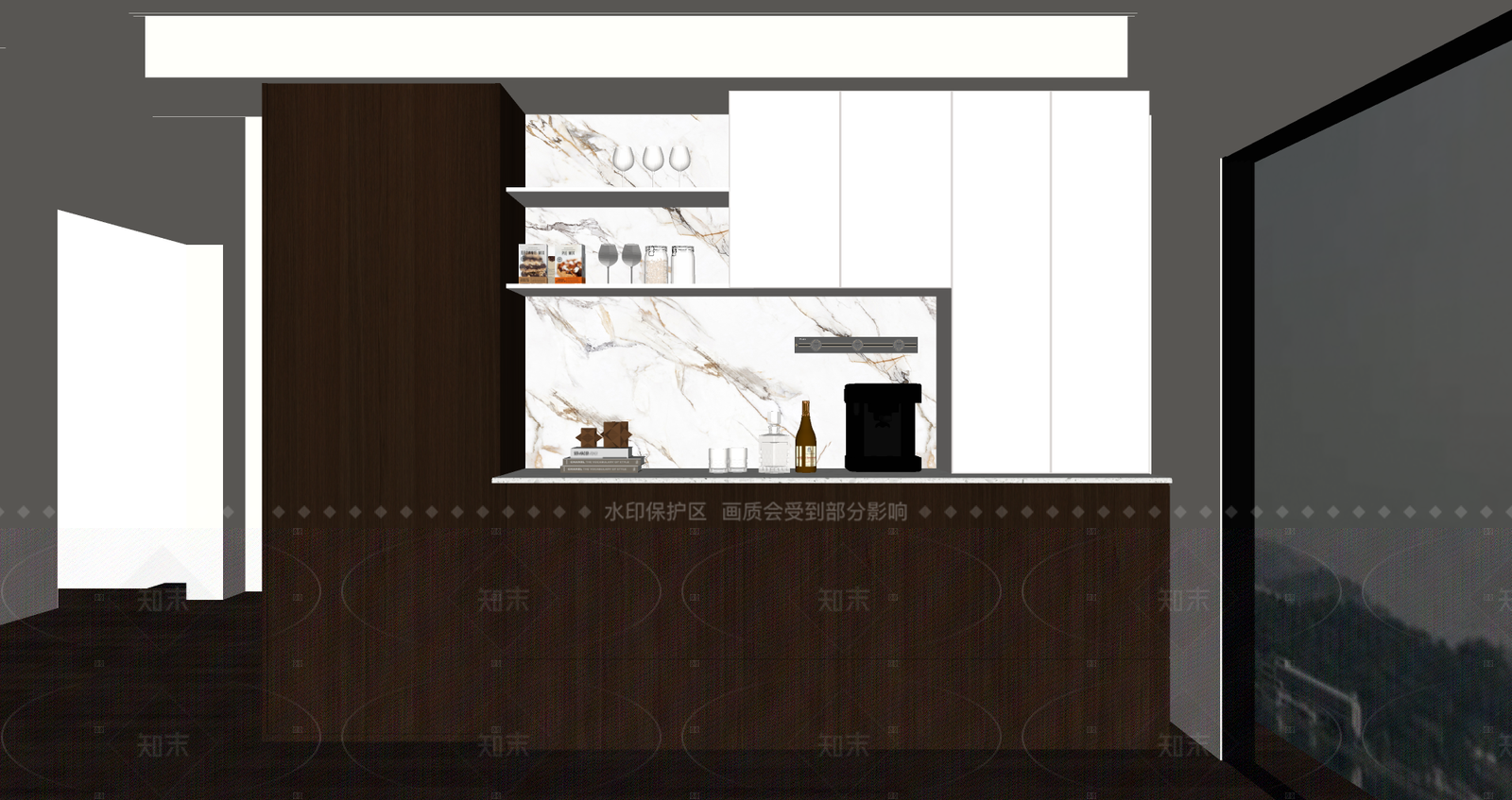 现代简约餐边柜SU模型下载【ID:1205337114】