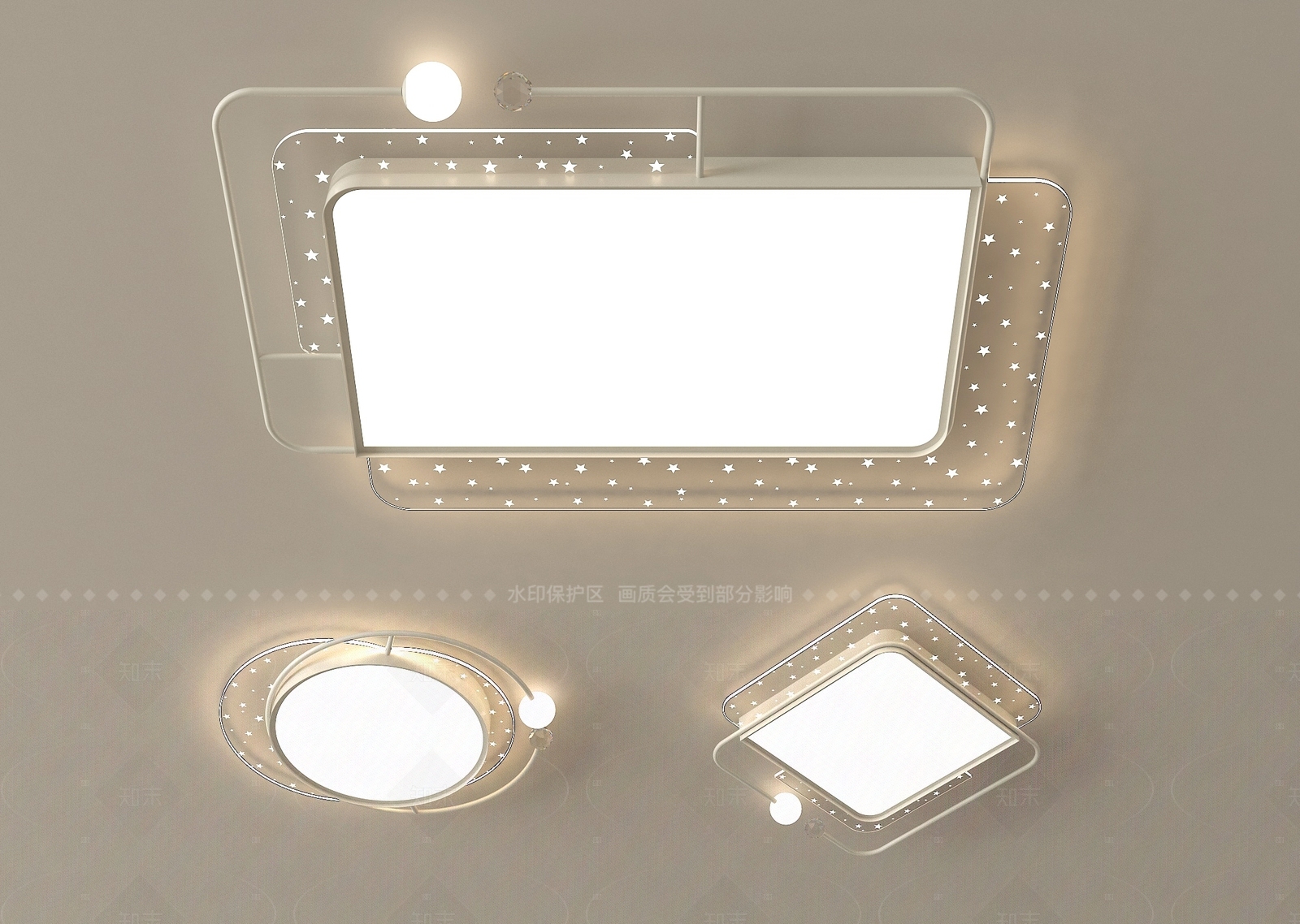 现代吸顶灯3D模型下载【ID:1205337703】