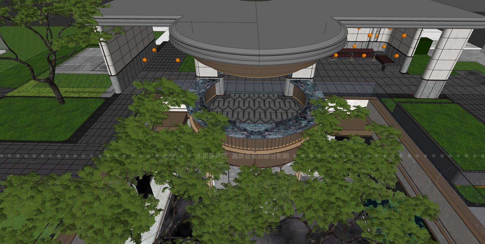 现代轻奢小区景观SU模型下载【ID:1205338464】