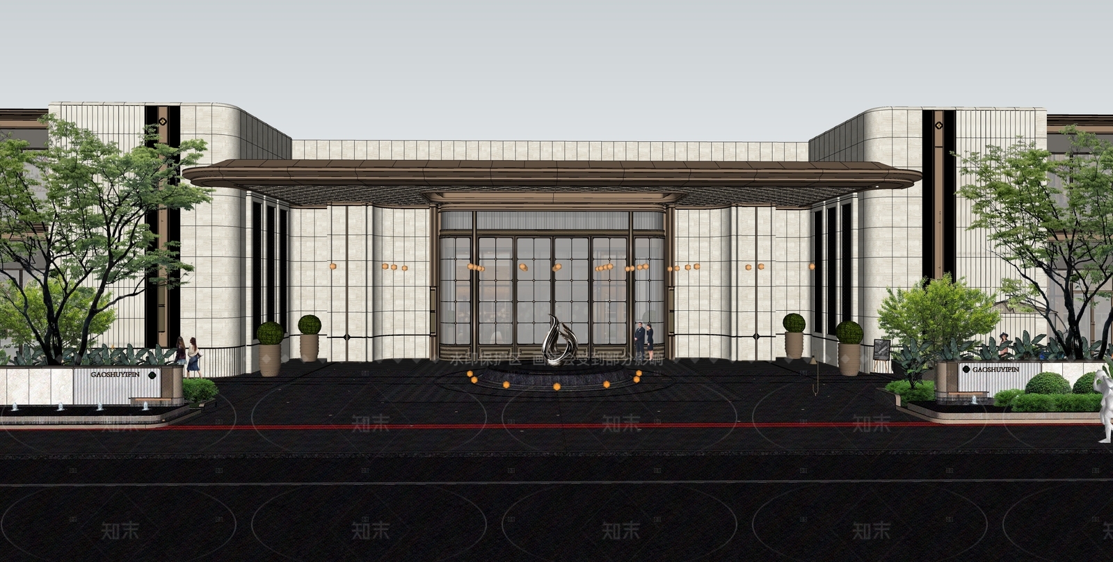 现代轻奢入口大门SU模型下载【ID:1205338540】