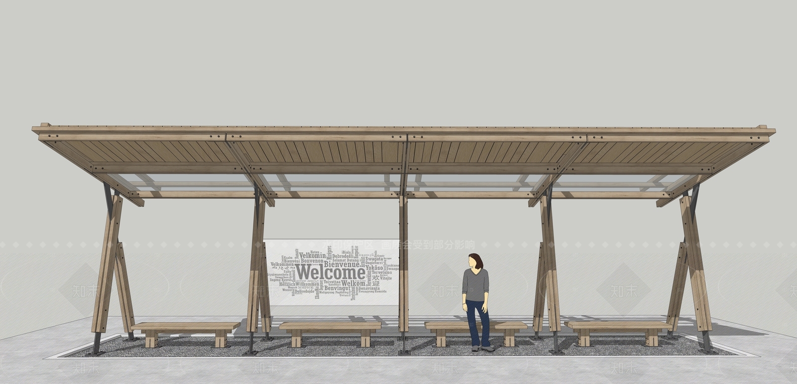 新中式廊架SU模型下载【ID:1205339382】