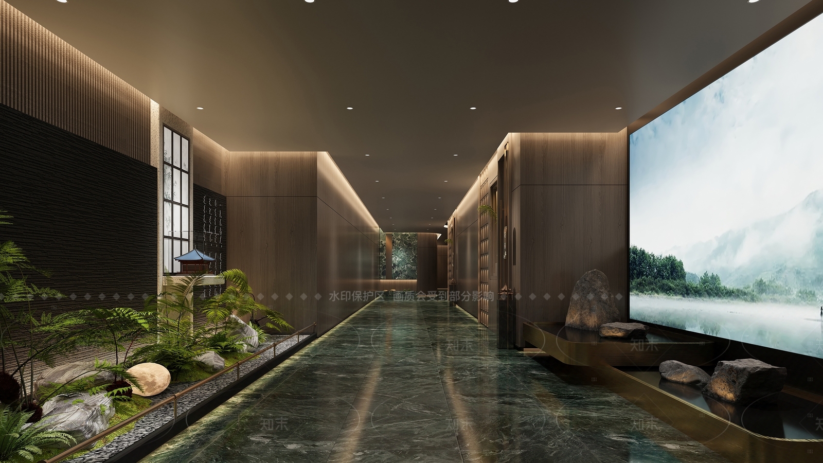 现代新中式走廊3D模型下载【ID:1205339633】