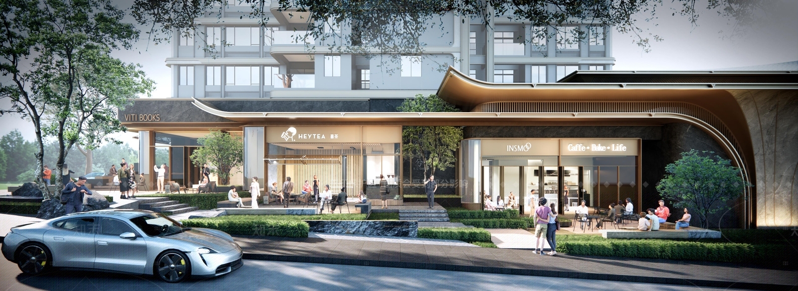 新中式现代酒店建筑SU模型下载【ID:1205562330】