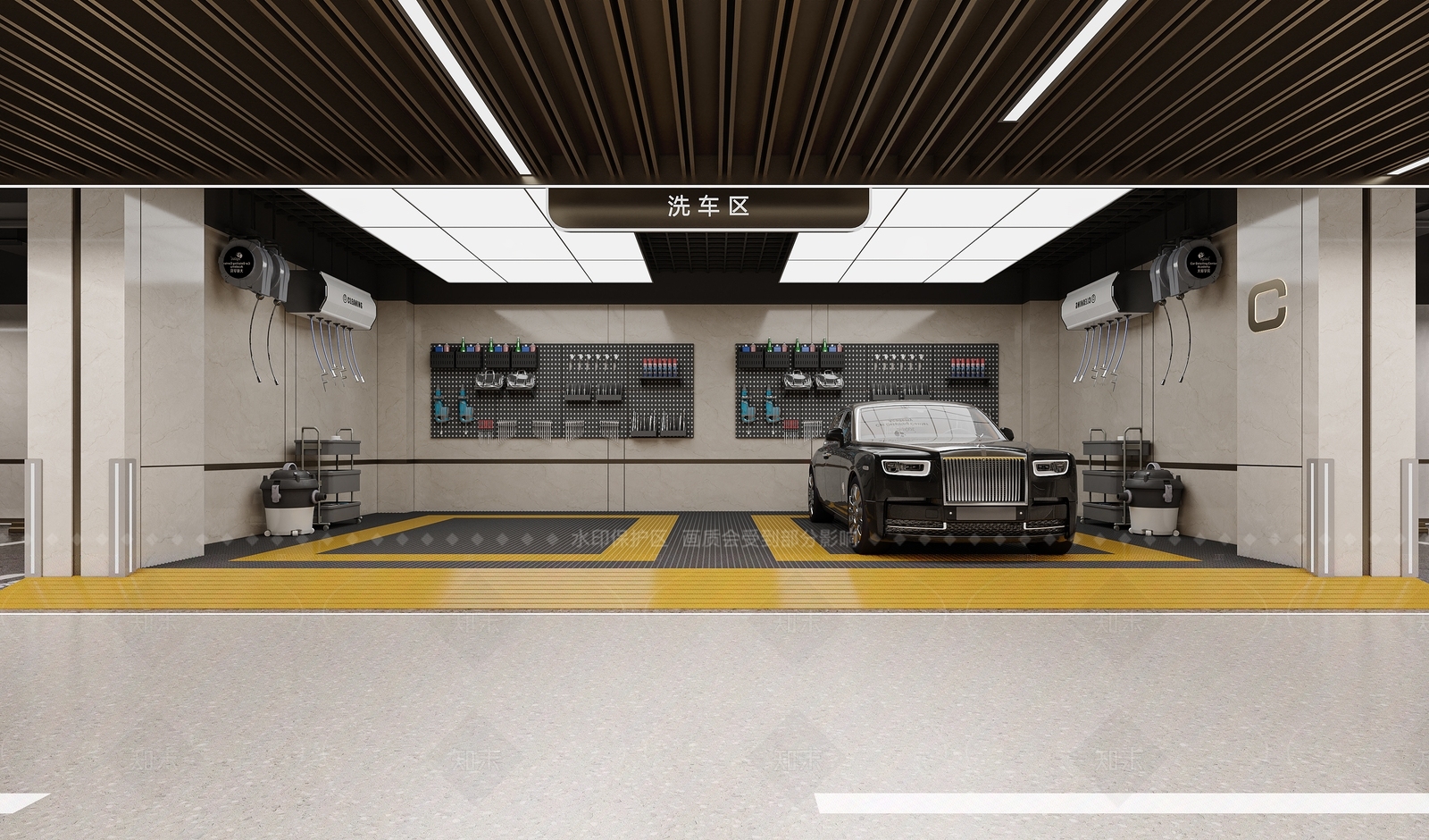 现代轻奢室内停车场3D模型下载【ID:1205341367】