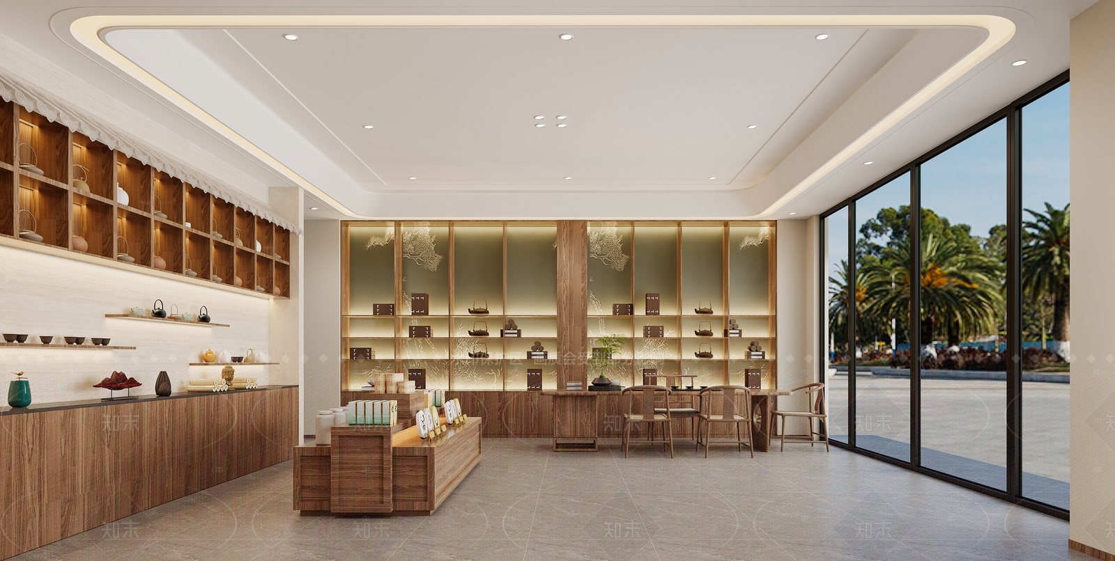 新中式侘寂茶叶店3D模型下载【ID:1205345047】